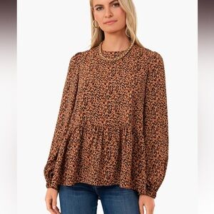 Tuckernuck Leopard Carlota Peplum Blouse